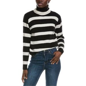 Ramy Brook Womens XXL Alpaca Wool Blend Turtleneck Black White Sweater